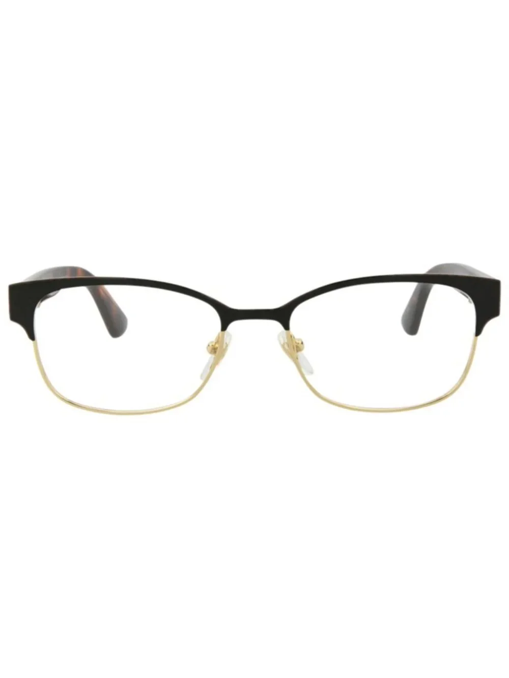 New Gucci Women's Eyeglasses Square Rectangle Metal Frame Black Havana